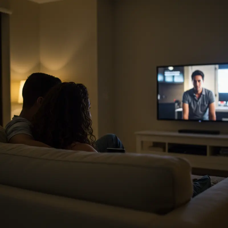 Casal assistindo IPTV da AES BRASIL